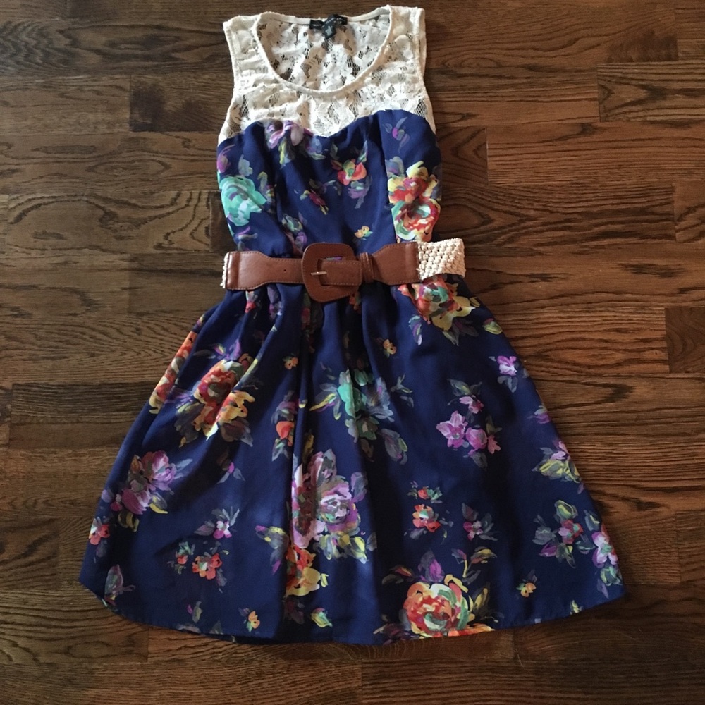 Floral dress with belt